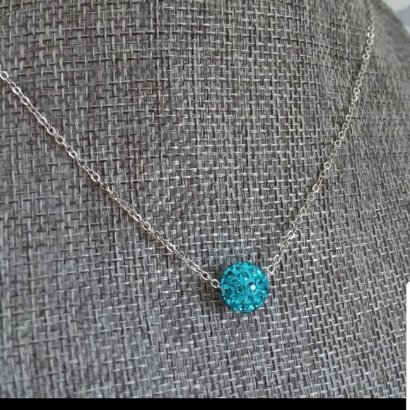 Turquoise Rhinestone Bead Necklace - Picture 3 of 3